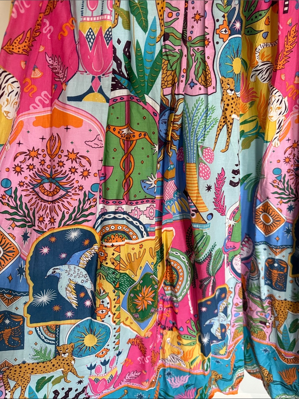 NWT! Vibrant Multicolor Floral-Print Midi Dress with Tie Back - Picture 2 of 7